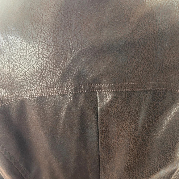 M By Marc Bouwer Sz M Brown Faux Leather Jacket Coat Side Lace up Leopard lining - Picture 10 of 16